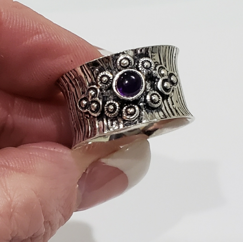 Amethyst Ring, 925 Silver Amethyst Ring, Amethyst… - image 2